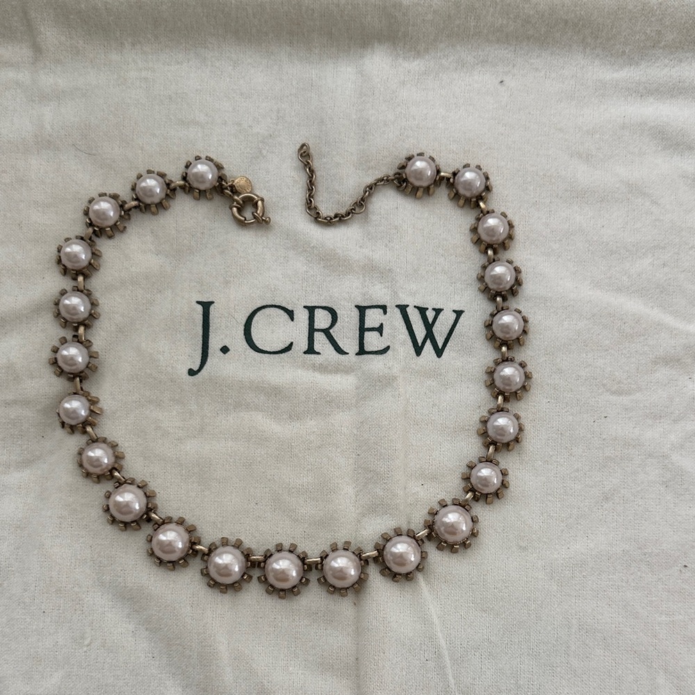 J. Crew Gold and White Pearl Necklace